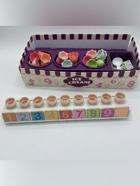 Top Bright Ice Cream Counting & Colour Sorting Wooden Toy Math Learning Play Set